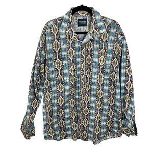 Wrangler Aztec Print Pearl Button Shirt Mens Size XL